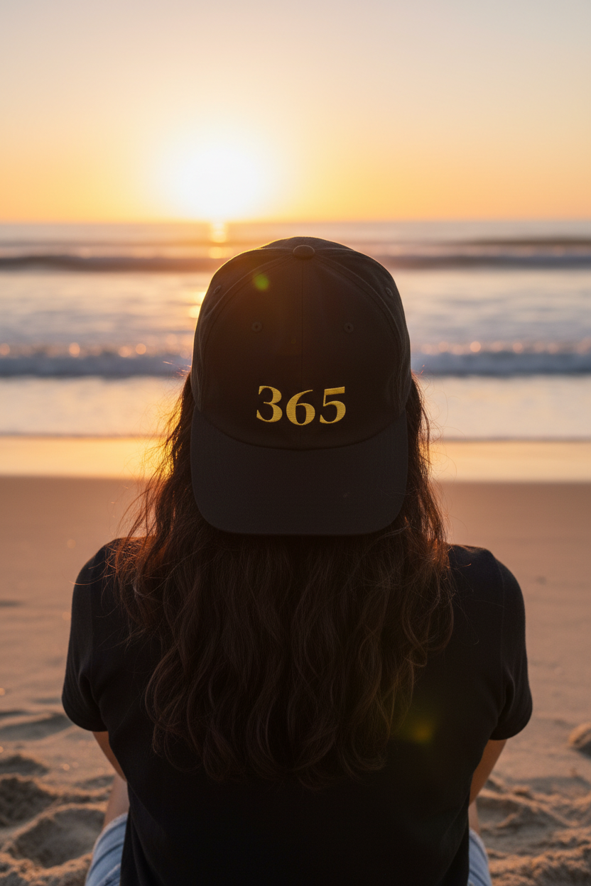 365 Cap — Mujer playa de espaldas