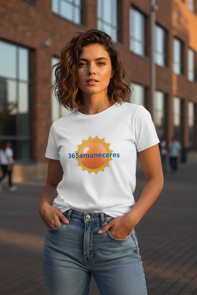 Modelo femenina camiseta blanca frontal